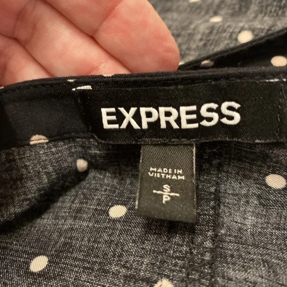 Express Black Midi Dress with Beige Polka Dots